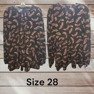 Black and Purple Feather Print Shirt